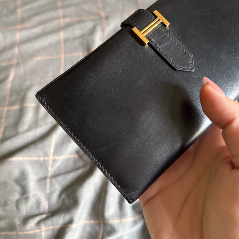 vintage 愛馬仕Hermes Bearn 黑色長夾-31