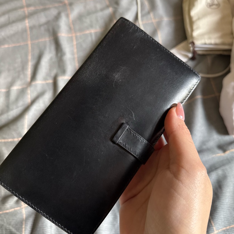 vintage 愛馬仕Hermes Bearn 黑色長夾-34