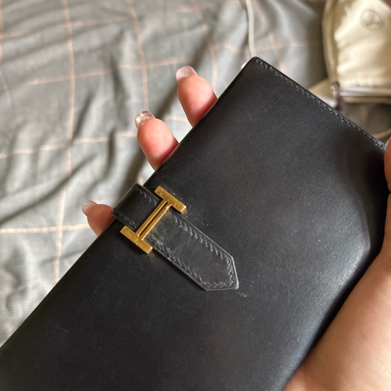 vintage 愛馬仕Hermes Bearn 黑色長夾-35