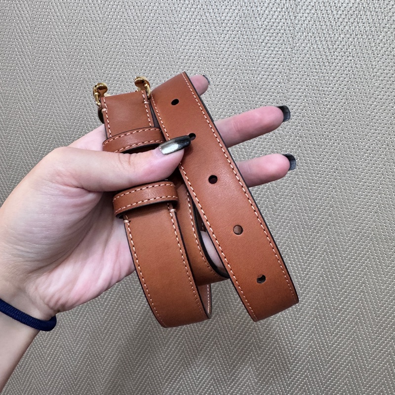 Celine Triomphe 棕褐牛皮金釦皮帶-2