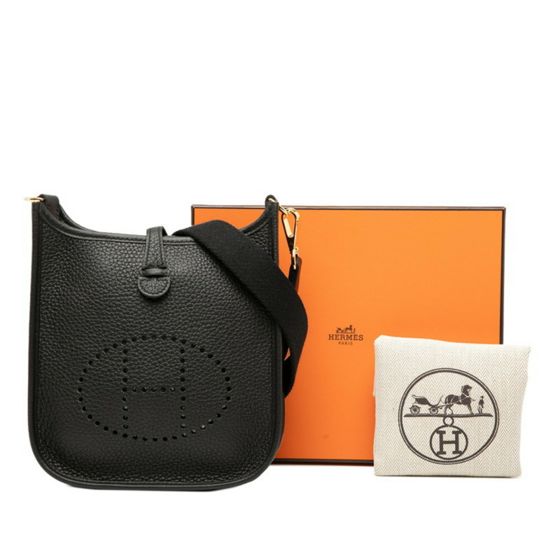 愛馬仕 Hermès Evelyn TPM 黑色 Taurillon Clemence 皮革女士單肩包-6