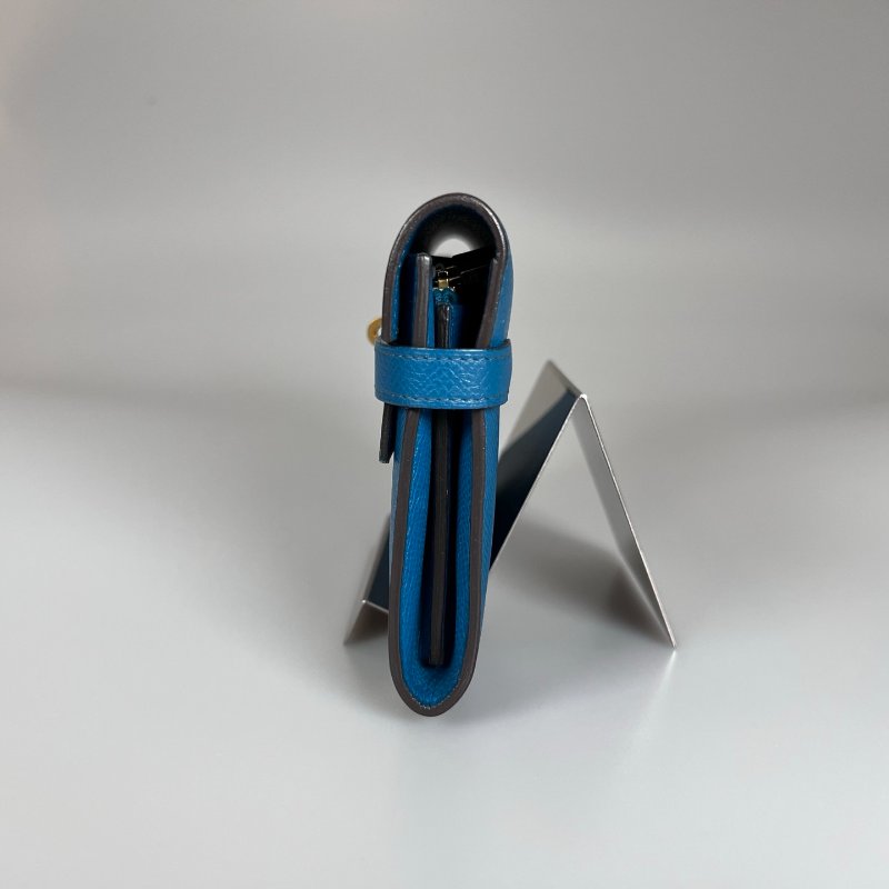 HERMES □Ｑ刻 孔雀藍kelly長夾-4