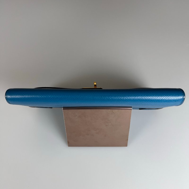 HERMES □Ｑ刻 孔雀藍kelly長夾-5