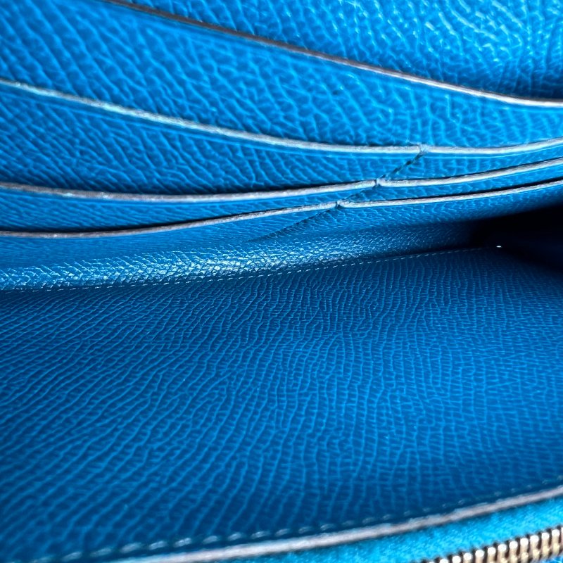 HERMES □Ｑ刻 孔雀藍kelly長夾-9