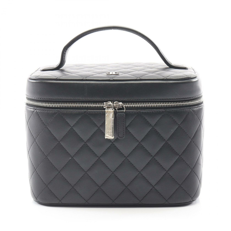 香奈兒 (CHANEL) Matelasse Vanity 手袋，羊皮材質，黑色，銀色五金，二手，女士 Coco CC-0