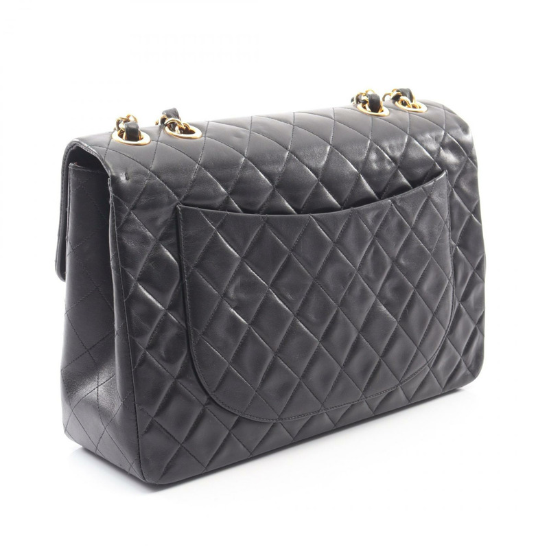 香奈兒 Jumbo Matelasse 34 單翻蓋鏈條肩背包，皮革，金色五金，二手 CC-1