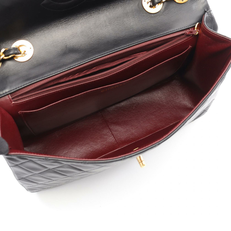 香奈兒 Jumbo Matelasse 34 單翻蓋鏈條肩背包，皮革，金色五金，二手 CC-2