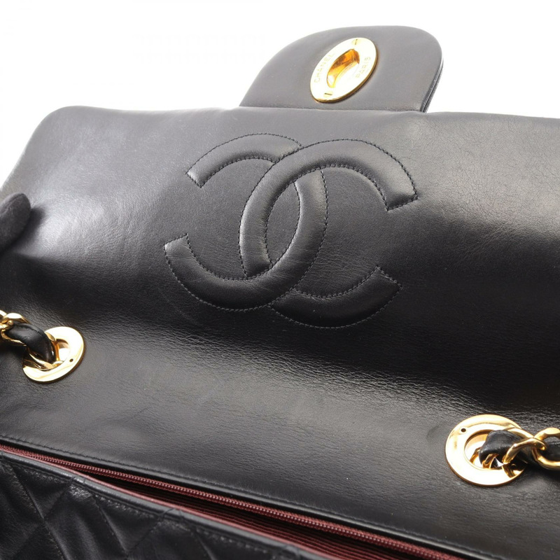 香奈兒 Jumbo Matelasse 34 單翻蓋鏈條肩背包，皮革，金色五金，二手 CC-8