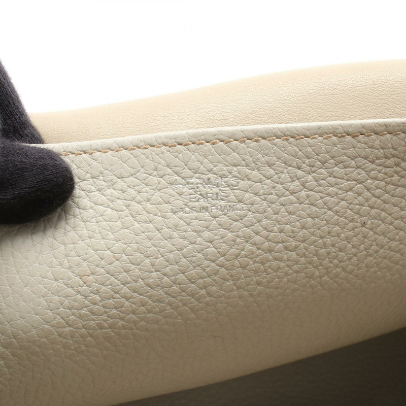 愛馬仕 Halzan 31 Shulder 斜背包，Clemence 皮革，灰色，二手，女士，帶有五金配件-3