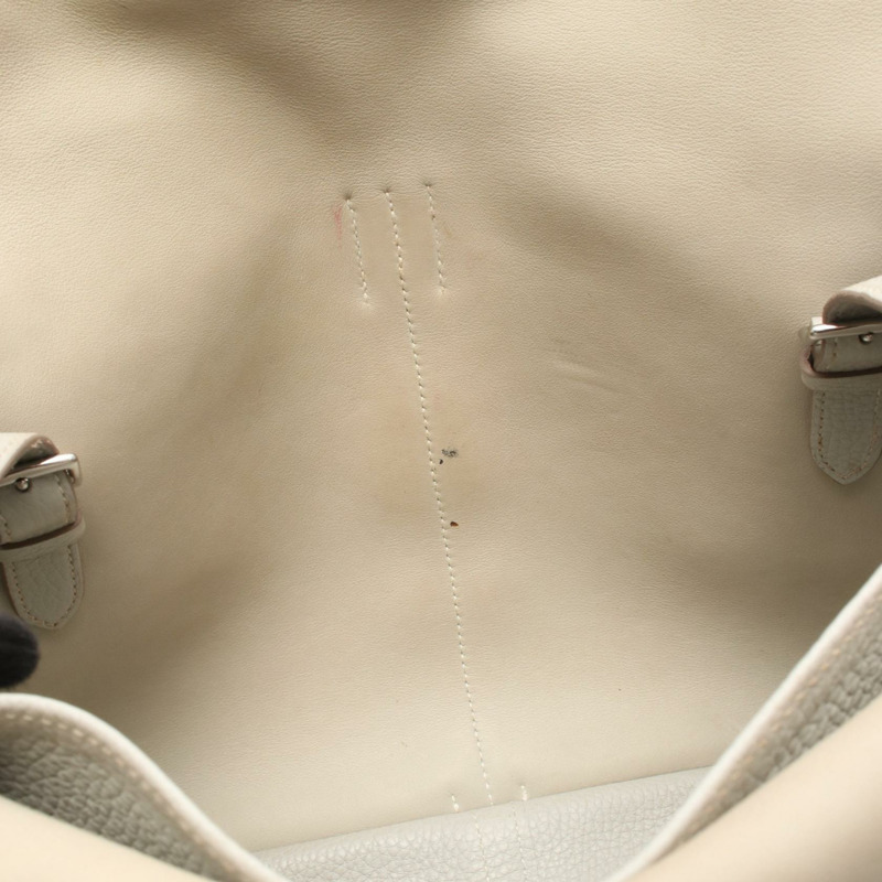 愛馬仕 Halzan 31 Shulder 斜背包，Clemence 皮革，灰色，二手，女士，帶有五金配件-6