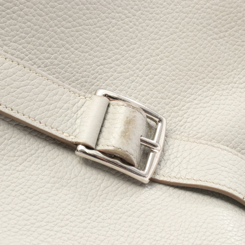 愛馬仕 Halzan 31 Shulder 斜背包，Clemence 皮革，灰色，二手，女士，帶有五金配件-10