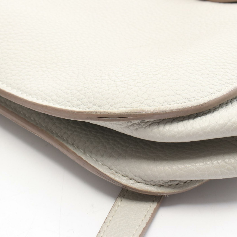 愛馬仕 Halzan 31 Shulder 斜背包，Clemence 皮革，灰色，二手，女士，帶有五金配件-11