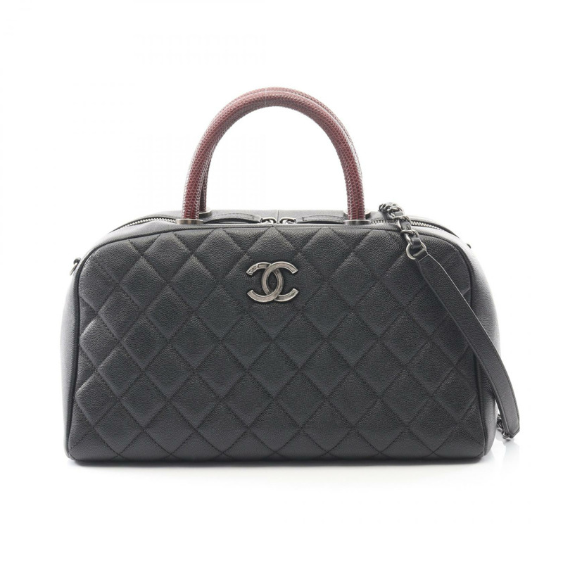 香奈兒 (CHANEL) Matelasse 手袋,粒面小牛皮,異域皮革,黑色,波爾多紅,二手,女士-0