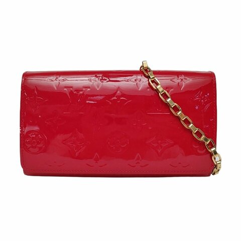 LOUIS VUITTON SARAH紅色漆皮壓紋單肩包手拿包金色五金可拆卸肩帶