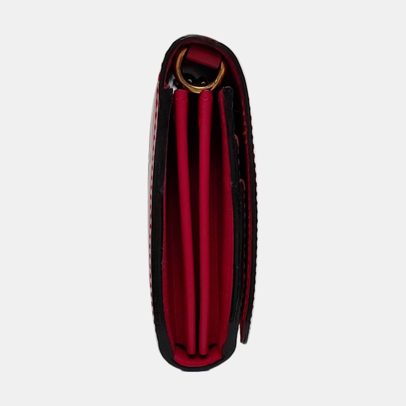 LOUIS VUITTON SARAH紅色漆皮壓紋單肩包手拿包金色五金可拆卸肩帶-3