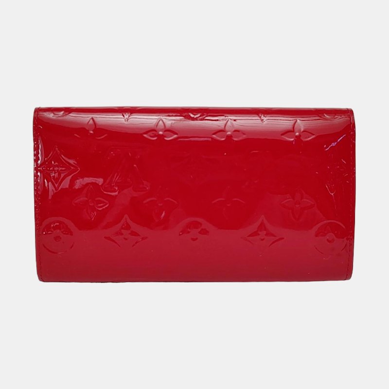LOUIS VUITTON SARAH紅色漆皮壓紋單肩包手拿包金色五金可拆卸肩帶-4