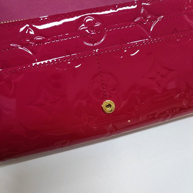 LOUIS VUITTON SARAH紅色漆皮壓紋單肩包手拿包金色五金可拆卸肩帶-8