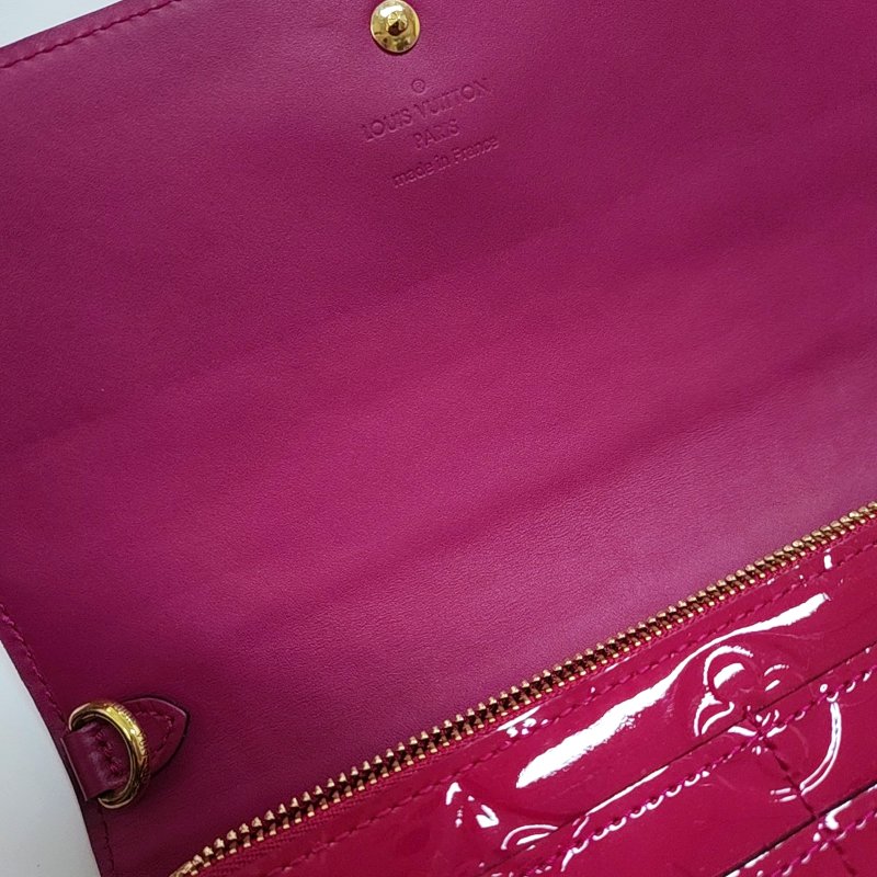 LOUIS VUITTON SARAH紅色漆皮壓紋單肩包手拿包金色五金可拆卸肩帶-9