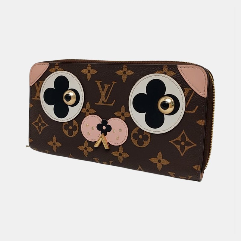 LOUIS VUITTON棕色塗層帆布老花鉚釘錢包金色五金-2