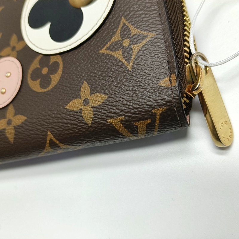 LOUIS VUITTON棕色塗層帆布老花鉚釘錢包金色五金-8