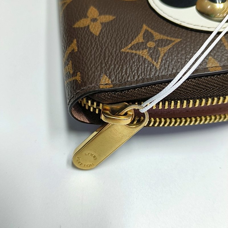 LOUIS VUITTON棕色塗層帆布老花鉚釘錢包金色五金-10