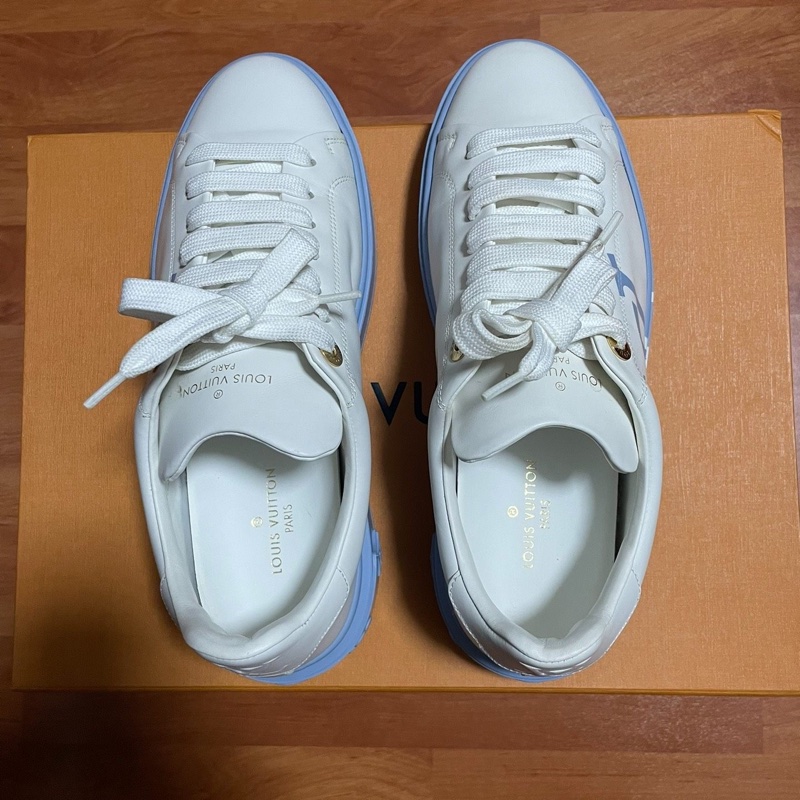 Lv Time Out白藍印花板鞋 路易威登低幫女款藍色 37.5碼-3