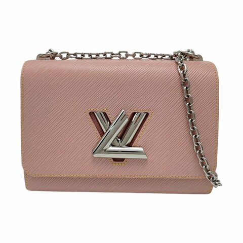 LOUIS VUITTON TWIST 中號 粉色EPI牛皮水波紋單肩包斜挎包 銀色五金 可拆卸肩帶 9.8新