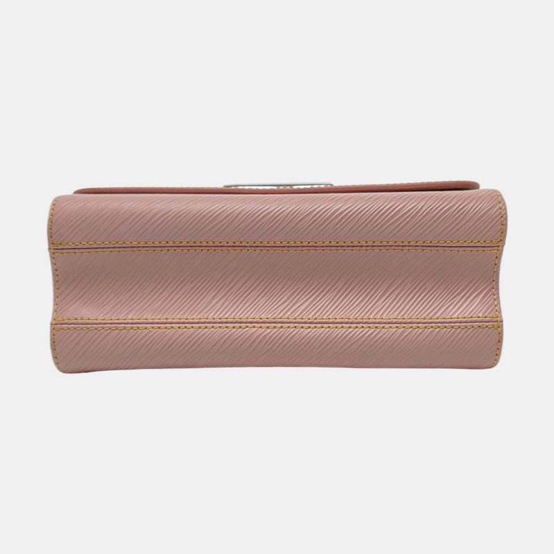 LOUIS VUITTON TWIST 中號 粉色EPI牛皮水波紋單肩包斜挎包 銀色五金 可拆卸肩帶 9.8新-5