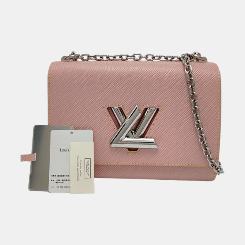 LOUIS VUITTON TWIST 中號 粉色EPI牛皮水波紋單肩包斜挎包 銀色五金 可拆卸肩帶 9.8新-7
