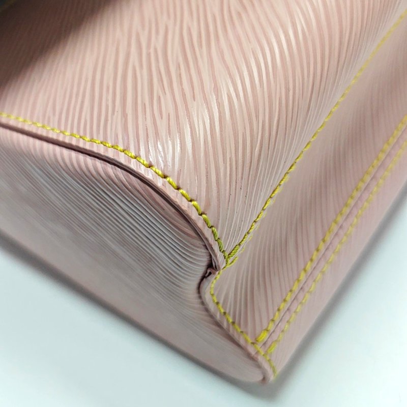 LOUIS VUITTON TWIST 中號 粉色EPI牛皮水波紋單肩包斜挎包 銀色五金 可拆卸肩帶 9.8新-11