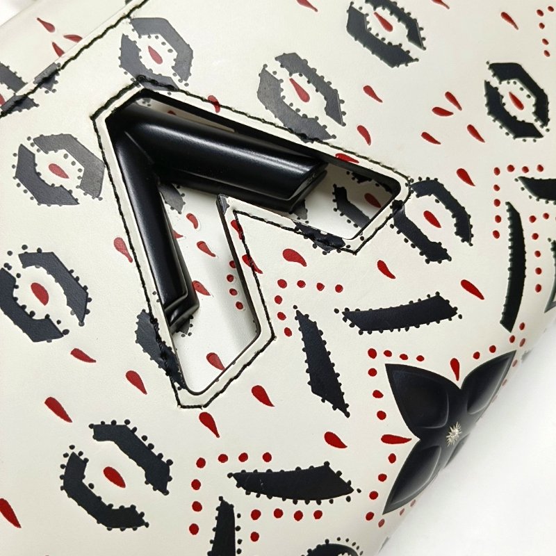 LOUIS VUITTON TWIST中號白色牛皮印花單肩包斜挎包黑色五金可拆卸肩帶-10
