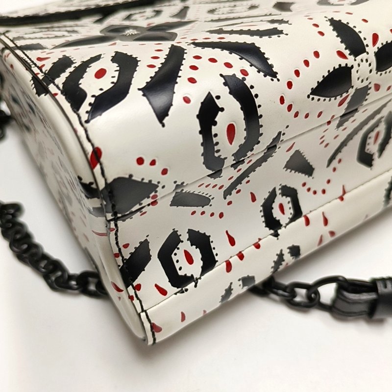 LOUIS VUITTON TWIST中號白色牛皮印花單肩包斜挎包黑色五金可拆卸肩帶-12