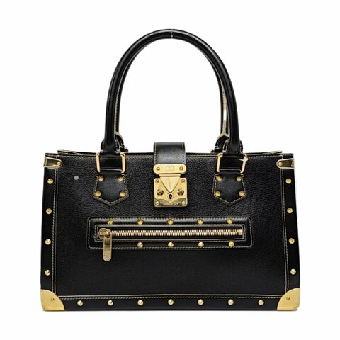 LOUIS VUITTON LE FABULEUX黑色牛皮鉚釘手提包金色五金