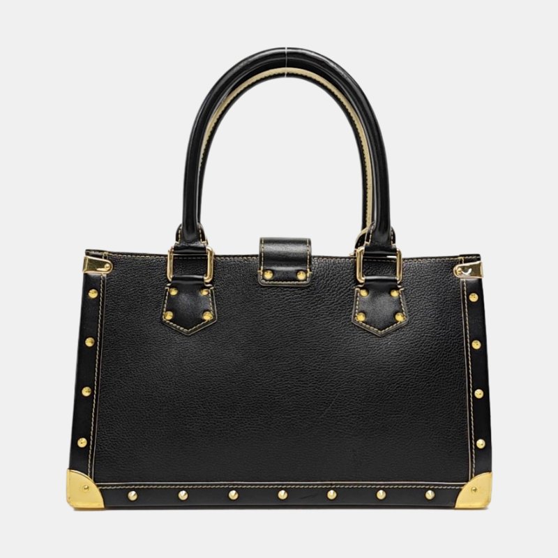 LOUIS VUITTON LE FABULEUX黑色牛皮鉚釘手提包金色五金-4