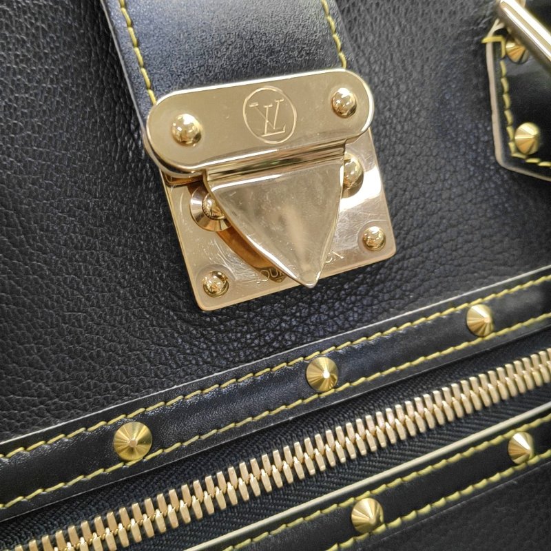 LOUIS VUITTON LE FABULEUX黑色牛皮鉚釘手提包金色五金-7