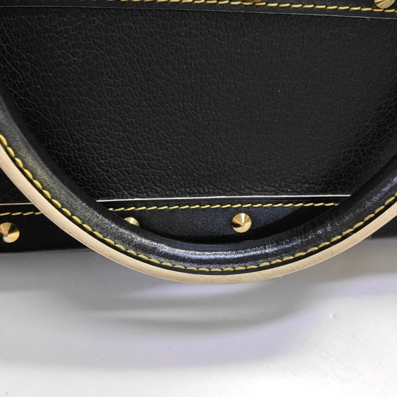 LOUIS VUITTON LE FABULEUX黑色牛皮鉚釘手提包金色五金-8