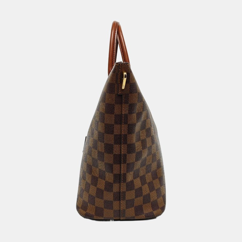 LOUIS VUITTON BELMONT棕色塗層帆布棋盤格手提包金色五金-2