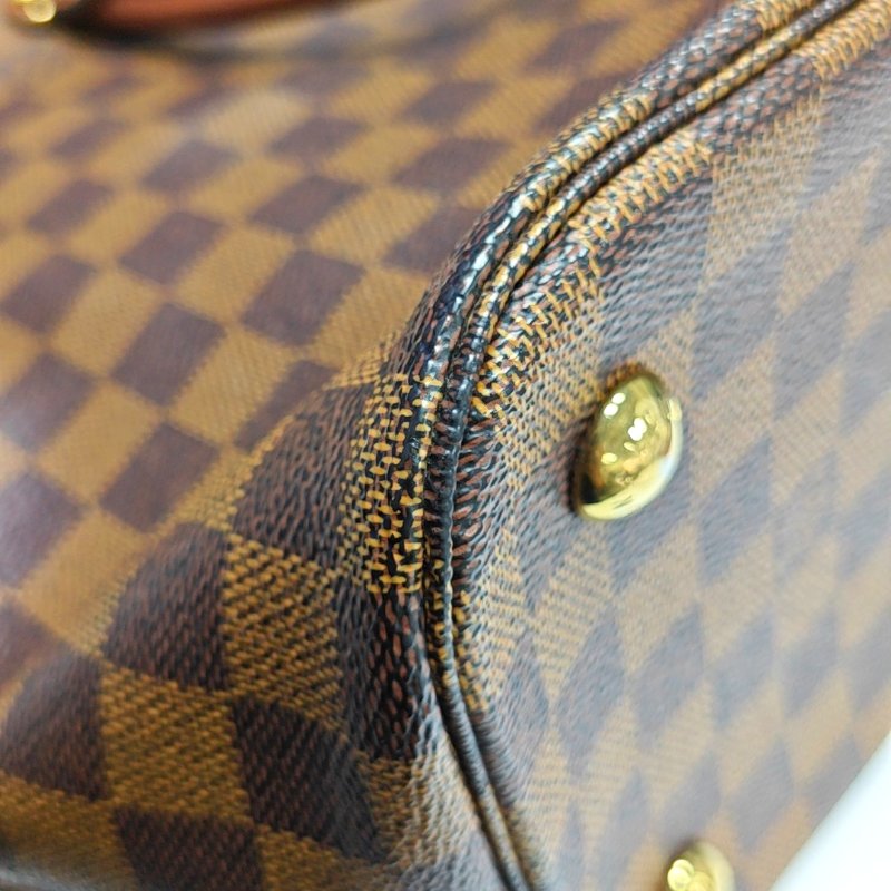 LOUIS VUITTON BELMONT棕色塗層帆布棋盤格手提包金色五金-11