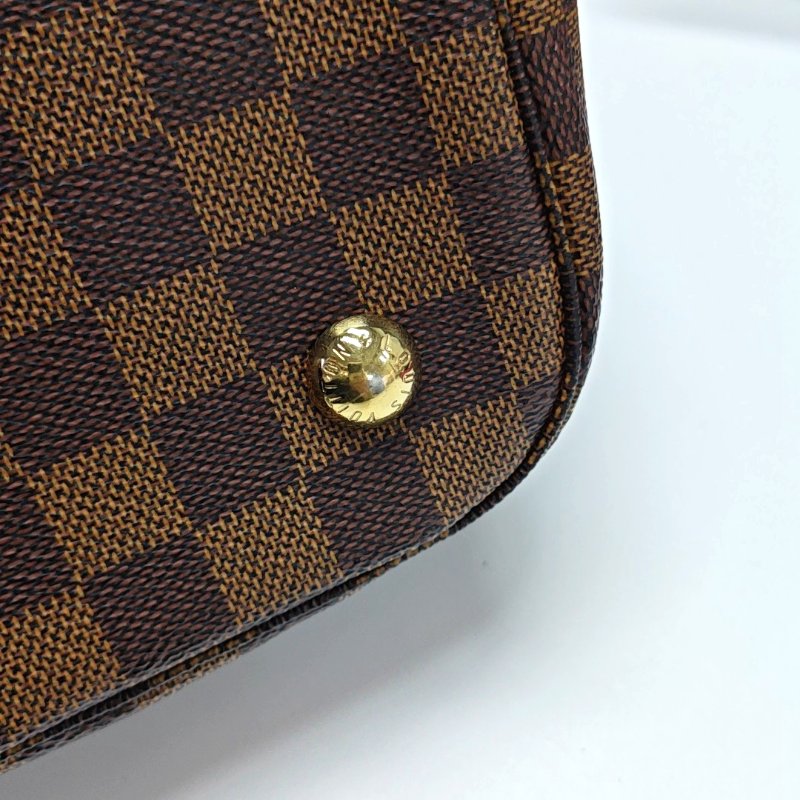 LOUIS VUITTON BELMONT棕色塗層帆布棋盤格手提包金色五金-12
