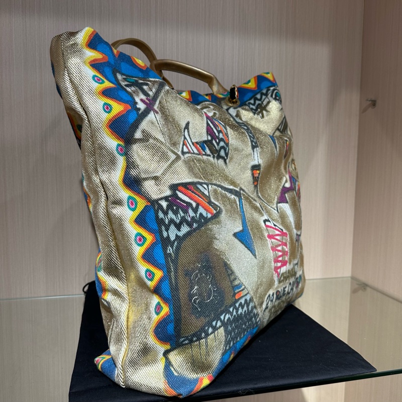 CHENEL香奈兒塗鴉帆布包大號-2