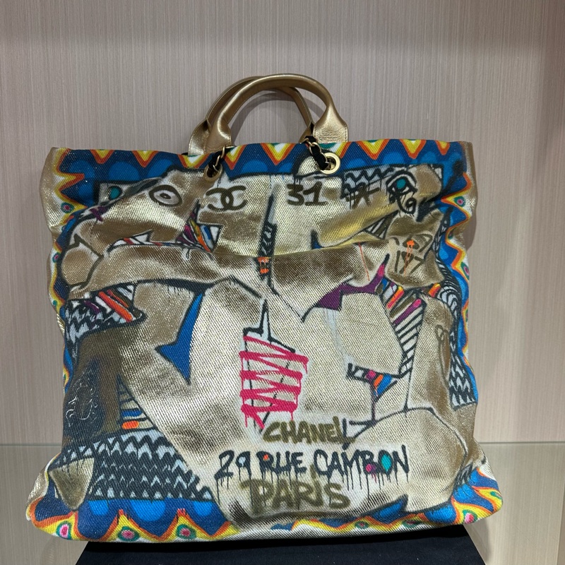 CHENEL香奈兒塗鴉帆布包大號-3