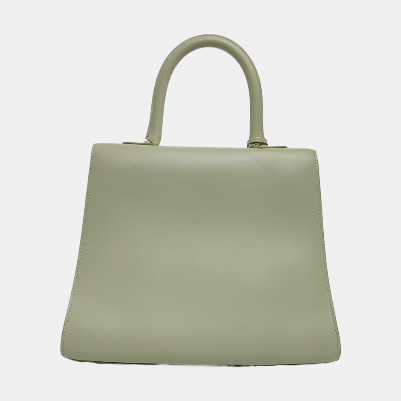 DELVAUX Brillant中號綠色牛皮鉚釘手提包單肩包斜挎包銀色五金-4