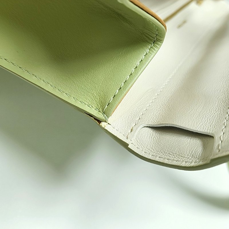 DELVAUX Brillant中號綠色牛皮鉚釘手提包單肩包斜挎包銀色五金-9