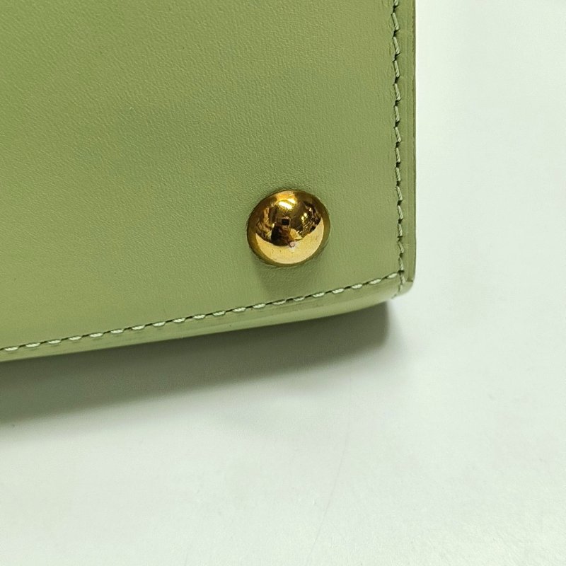 DELVAUX Brillant中號綠色牛皮鉚釘手提包單肩包斜挎包銀色五金-12