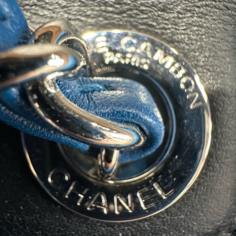 CHANEL香奈兒字母羊羔毛絨鏈條托特包大號 藍黑色-5