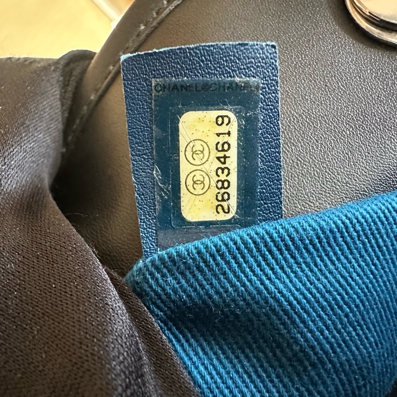 CHANEL香奈兒字母羊羔毛絨鏈條托特包大號 藍黑色-8