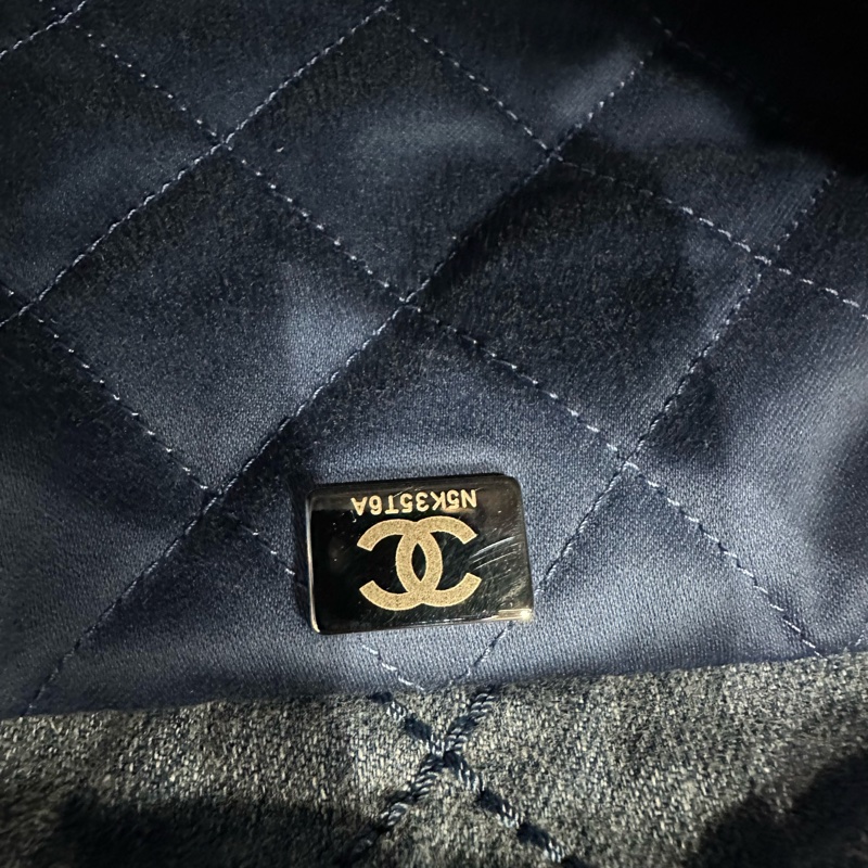 CHANEL香奈兒24s銀扣 菱格珍珠 丹寧牛仔小號 藍色-7