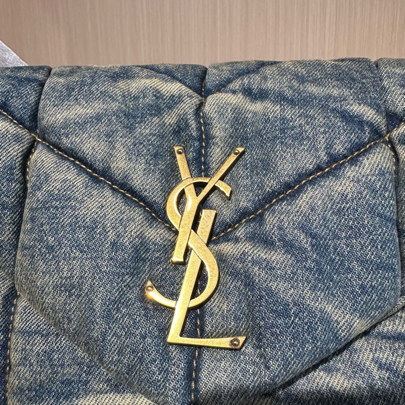 YSL聖羅蘭 LOULOUPUFFE 棉雲朵包 枕頭包 牛仔藍色-5