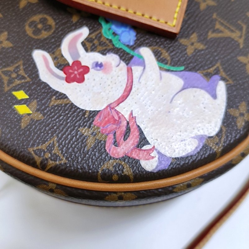 LOUIS VUITTON BOITE CHAPEAU 小號棕色塗層帆布老花印花圓餅包單肩包手提包斜挎包金色五金可拆卸肩帶-8