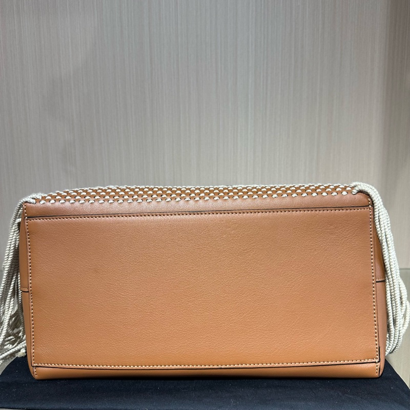LOEWE羅意威 Anagram流蘇編織小牛皮 托特包 棕色-4